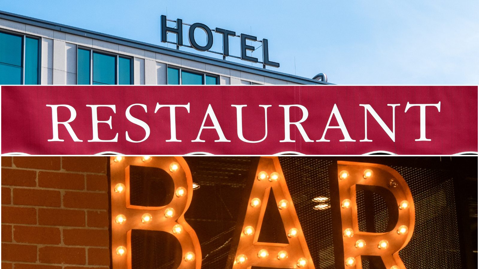 Insegne di hotel, ristorante e bar